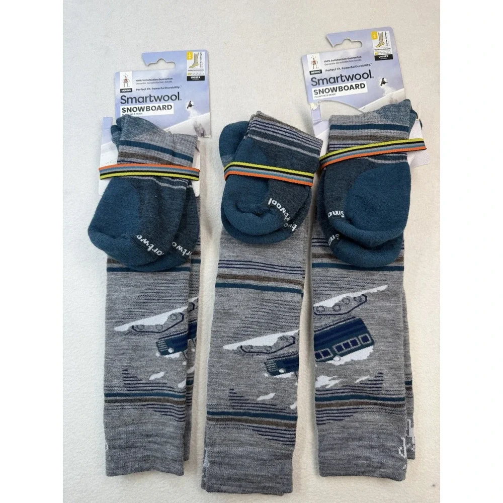 3 Pairs of SmartWool Snowboard Targeted Cushion Over The Calf Socks Size Large